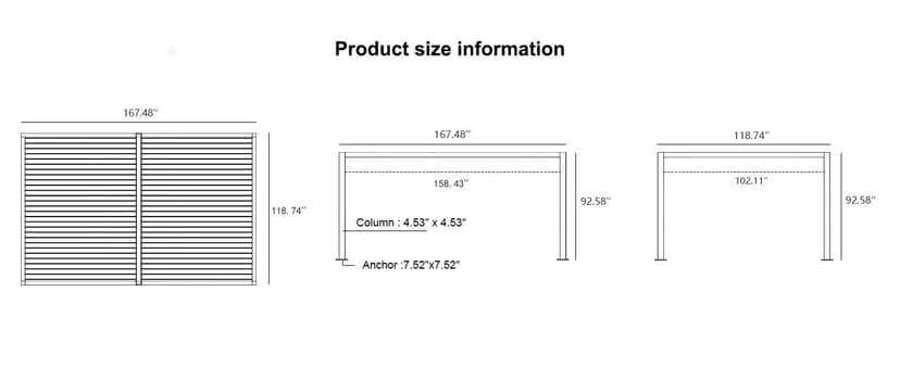 PURPLE LEAF 10' x 14' Louvered Pergola Outdoor Adjustable Louvre Shade Modern Patio Aluminum Pergola with Retractable Roof for Deck Backyard Garden Hardtop Gazebo
