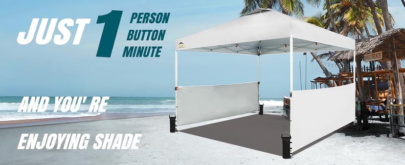 CROWN SHADES 10x10 Pop up Canopy Tent Instant Canopy with 150D Silver Coated Fabric Including 2 Half Sidewalls, 4 Ropes, 8 Stakes, 4 Weight Bags, STO 'N Go Bag, White