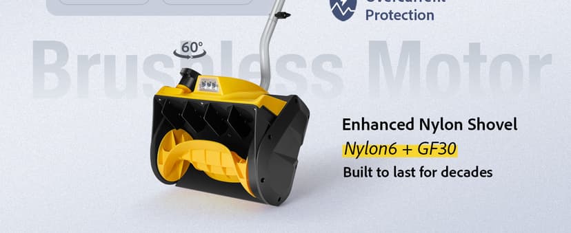 12-Inch Cordless Brushless Snow Shovel Compatible with DeWalt 20V/60V Battery(Tool Only) Electric Snow Blower with 23ft Throwing Distance, Adjustable Chute, Smart Control, LED Light for Driveway