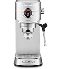 CASABREWS 3700 Essential Espresso Machine 20 Bar, Stainless Steel Cappuccino & Latte Machine with Steam Frother for Home, 43.9oz Water Tank, Silver