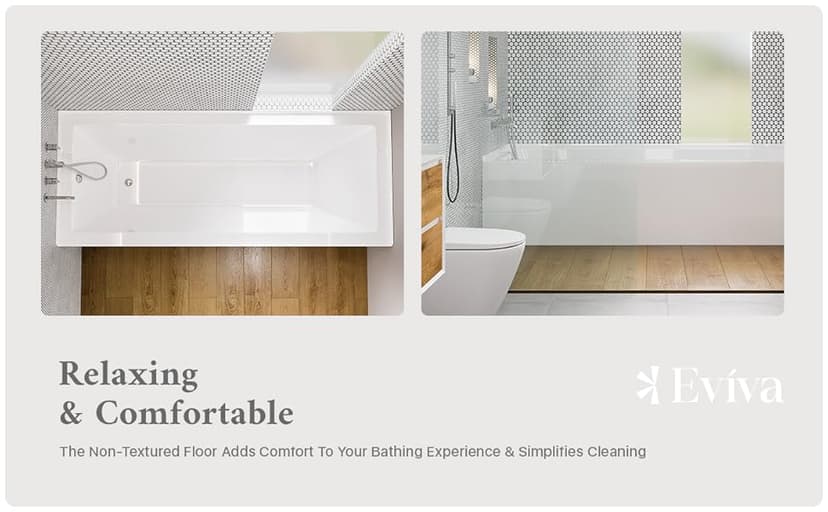 Eviva Nova 60" White Acrylic Free Standing Tub for Bathrooms - White Bathtub with Chrome Left-Hand Drain - luxurious Bathtubs - 60 inch Bathtubs for Bathrooms