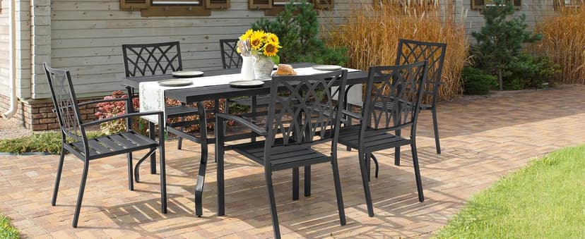 NUU GARDEN Patio Bistro Sets 3 Piece Cast Aluminum Bistro Table and Chairs Set with Umbrella Hole Bistro Set of 2 for Patio Backyard, Black