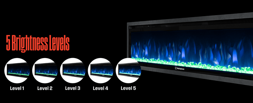 Westinghouse 60 Inch Electric Fireplace Heater, Compatible with Alexa & Google Home, Wall Mount or in-Wall Recessed Fireplace Insert, 24 Hour Timer, Color Changing Flames, 750W/1500W Indoor Heater