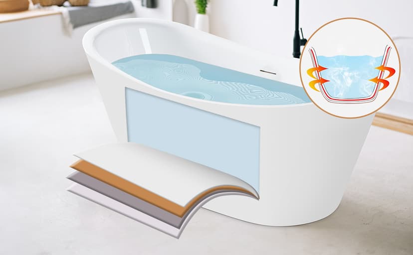 71" Acrylic Freestanding Bathtub Contemporary Soaking White Tub