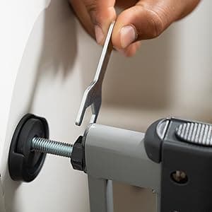 Summer Infant Extra Tall & Wide Safety Pet and Baby Gate, 29.5"-53" Wide, 38" Tall, Pressure or Hardware Mounted, Install on Wall or Banister in Doorway or Stairway, Auto Close Walk-Thru Door - Gray