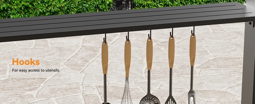 Hardtop Grill Gazebo 6'x12'with Side Shelf, Outdoor Gazebo with Bottle Opener & Hooks, Grill Canopy with Sturdy Rustproof Design for Backyard, Garden, Patio,Black