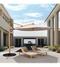 Grand patio 11FT Cantilever Umbrella with Base Outdoor Large Round Aluminum Offset Umbrella for Patio Garden Backyard (Champagne, 11 FT)