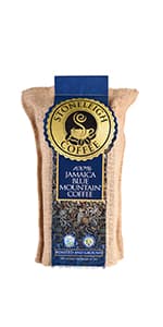 Stoneleigh Coffee – Premium 100 Grade A Jamaica Blue Mountain Coffee Roasted Beans– Genuine Jamaican Product - Traditional Jamaican Crocus (Burlap) Bag Packed Ideal for Gifting, 16oz