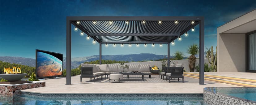 PURPLE LEAF Louvered Pergola 94AS 12' x 16' Outdoor Aluminum Pergola with Adjustable Roof for Deck Backyard Garden Grey Hardtop Gazebo