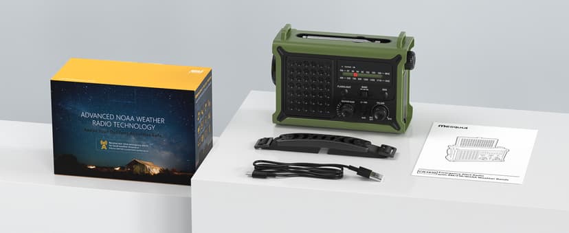 Solar Radio Emergency Hand Crank 12000mAh with Clear Signal, AM FM NOAA Weather Radio Battery Operated with 2-Mode LED Flashlight Cell Phone Charger Dual Outputs SOS