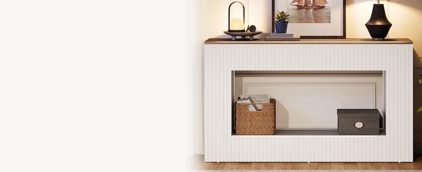 Tribesigns Modern Console Table, 55-Inch Wood Entryway Table with Storage, Narrow Long Sofa Table Behind Couch Table for Living Room, Foyer, Hallway, White