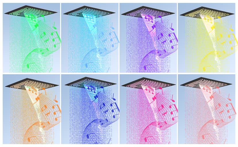 Smart Shower System with Body Jets, Black Shower Head and Handle Set,16" Ceiling Mount Rainfall Waterfall Shower Jets System with Tub Spout,Thermostatic Shower System Bathroom with Music and Led Light