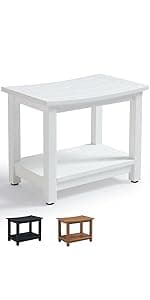 Waterproof Shower Bench, White Poly Shower Stool for Shaving Legs, Shower Chair Seat with Handles & Shower Head Holder, Plastic Bathroom Bench with Adjustable Feet for Inside Shower, Non-Slip