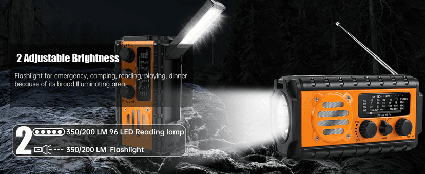 74000mWh Emergency Radio with NOAA Weather, Portable Hand Crank SW/AM/FM Survival Radio with Fast Charge Rechargeable Solar Battery, Flashlight, Reading Lamp,SOS Sirenor Home Outdoor