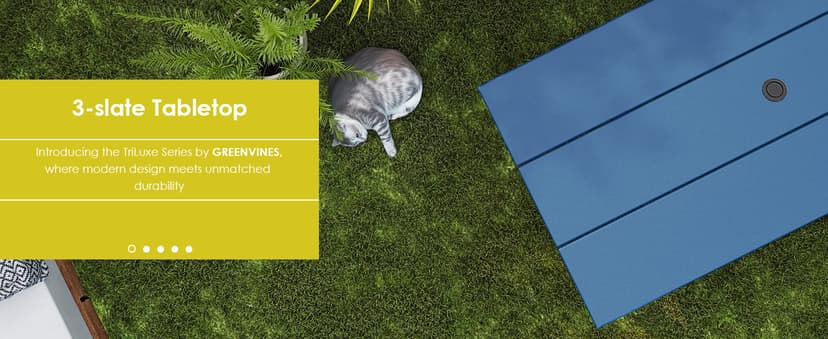 GREENVINES 7-Piece Outdoor Dining Set | HDPE | Patio Table and Chairs Sets for 6 | Patio Furniture | All Weather | Umbrella Hole | Blue| for Backyard Poolside Garden