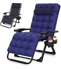 Suteck Zero Gravity Chair, Reclining Camping Lounge Chair w/Removable Cushion, Upgraded Lock and Cup Holder, Reclining Patio Chairs Folding Recliner for Indoor and Outdoor