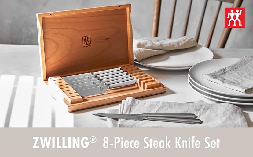 ZWILLING Razor-Sharp Steak Knives set of 8, German Engineered Informed by 290+ Years of Mastery, Silver