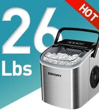 EUHOMY Ice Cube Maker Machine Countertop with External Water Tank, 34Lbs, 16Pcs Ready in 13 Mins, 2 Ways to Add Water, Auto-Cleaning, with Ice Scoop & Basket, for Home/Kitchen/Office/Bar (Black)