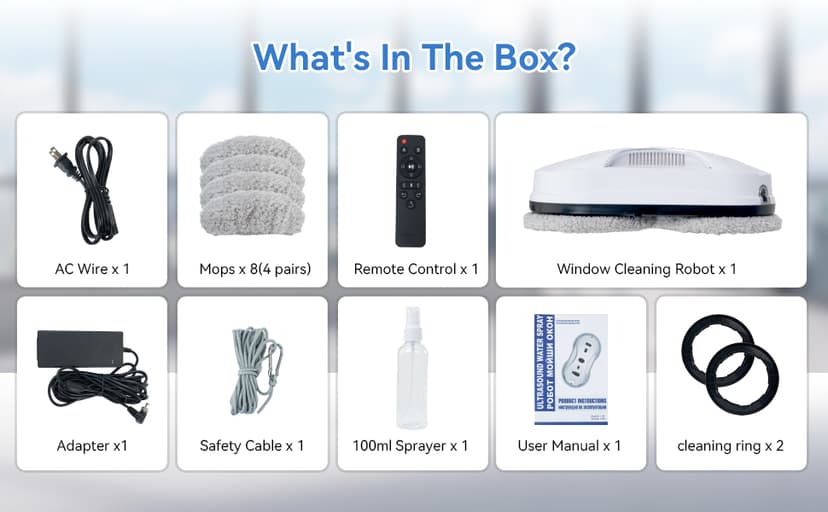 Automatic Window Cleaning Robot, Window Cleaner Robot Auto Dual Spray, 2025 Model Robot Limpia Vidrios AI Path Planning, 3000Pa Suction, Remote Control, Edge Detection for Streak-Free Glass