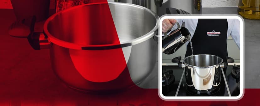 Magefesa Nova 4.2 Qt Stovetop Pressure Cooker – Fast Cooking, Easy Locking, 18/10 Stainless Steel, Induction Compatible, 5 Safety Features, 11.6 PSI