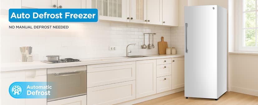 Commercial Cool 11.1 Cu. Ft. Convertible Freezer Refrigerator, Upright Fridge with Glass Shelves, Reversible Door, Garage Ready, ENERGY STAR rated, Auto Defrost, CCUC1110GW, White