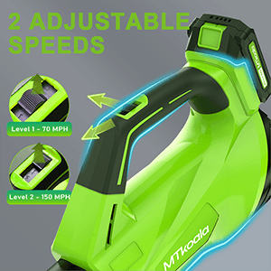 2025 Upgrade Leaf Blower, Leaf Blower Cordless with 2*2.6AH Batteries and Fast Charger, 450CFM &150MPH and 2 Speed Mode, Lightweight Electric Leaf Blowers for Lawn,Yard, Leaves, Dust,Snow Care(Green)