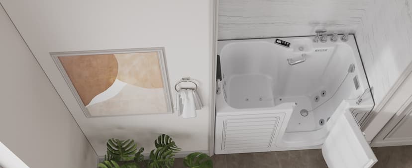 Empava Walk In Tub for Seniors,54" x 30'' Right Drain,12 Air & 13 Whirlpool Massage Jets Bathtub,with built-in Heater,2 Safety Handrail,19.25" Wide Right Outswing Door,Slip-Resistant Floor,Acrylic