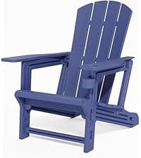 Adirondack Chair Set of 6, HDPE Plastic Adirondack Chairs, All Weather Fire Pit Chairs with Cup Holder, Outdoor Lawn Chair for Patio, Garden, Backyard, Grey