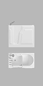 FerdY Floridian 52" Walk-in Bathtub with Right-Side Door Opening and Quick Fill and Drain System, Rectangular Soaking Bathtub in White