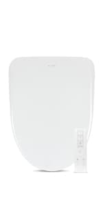 ALPHA BIDET iX Pure Bidet Toilet Seat in Elongated White | Ultra Low Profile | Endless Warm Water | Arced Stainless Steel Nozzle | Blue LED Nightlight | Dryer