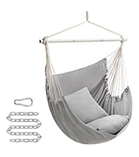 SONGMICS Hanging Chair, Hammock Chair with Large, Thick Cushion, Boho Swing Chair for Bedroom, Patio, Balcony, Garden, Holds up to 264 lb, Accessories Included, Cream White UGDC042M01