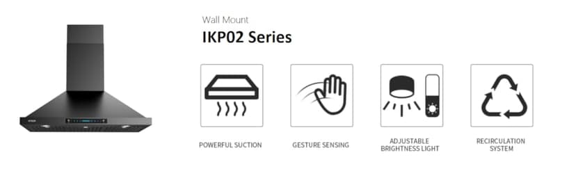 IKTCH 36 inch Black Wall Mount Range Hood, 900 CFM Ducted/Ductless Stainless Steel Vent Hood with Gesture Sensing & Touch Control Switch Panel, 2 Pcs Adjustable Lights(IKP02-36-BSS)