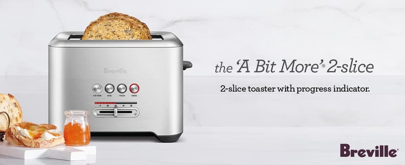 Breville Bit More Toaster 2 Slice BTA70XL, Brushed Stainless Steel