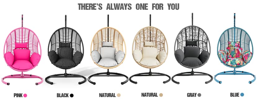 Oversized Hanging Egg Chair Outdoor Wicker Swing Chair with Stand Rain Cover UV Resistant Cushion 400lbs Capacity for Patio, Garden and Balcony