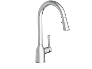 Moen Adler Chrome One-Handle High Arc Kitchen Sink Faucet with Power Clean, Modern Kitchen Faucet with Pull Down Sprayer, 87233