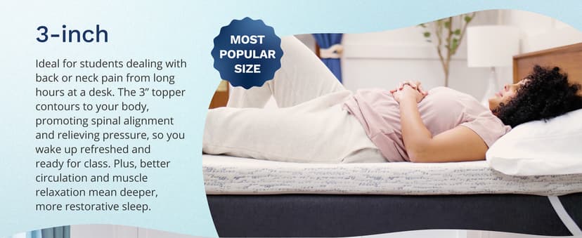 ViscoSoft 3 Inch Memory Foam Mattress Topper Twin XL - Select High Density Ventilated Extra Long Mattress Pad - Premium Removable Rayon Cover