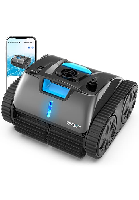 WYBOT C1 Robotic Pool Vacuum for Inground Pools, 150min Runtime Cordless Pool Cleaner up to 1,614Sq.ft, Wall & Waterline Cleaning, 4-in-1 Smart Navigation, App Support