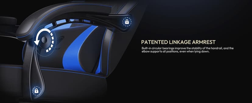 Dowinx Gaming Chair with Pocket Spring Cushion, Ergonomic Computer Chair with Massage Lumbar and Footrest for Adults, High Back Game Chair Leather for Office Gaming 300LBS, Blue New