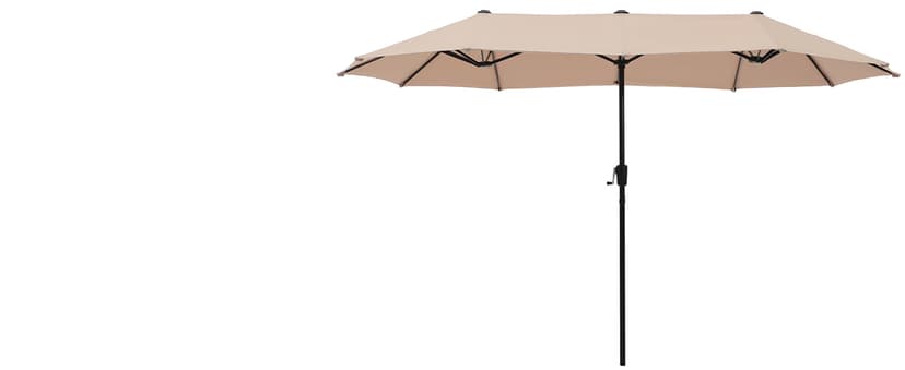 PHI VILLA 13ft Large Patio Umbrella Double-Sided Twin Outdoor Market Umbrella with Crank, Beige