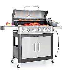 Captiva Designs Propane Gas Grill and Charcoal Grill Combo with Side Burner & Porcelain-Enameled Cast Iron Grate, Dual Fuel BBQ Grill for Outdoor Events & Backyard Barbecue, 690 SQIN Cooking Area