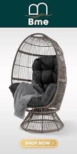 Bme Heavy Duty 400 lbs Capacity Wicker Egg Chairs for Outside & Indoor, Premium Soft Thick Olefin Fabric Cushion & UV 2000 Hours Material Teardrop Design, Durable Against Water, Weather