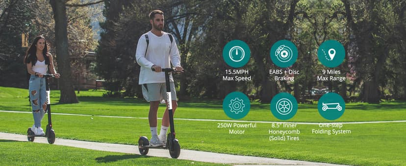 Gotrax GXL V2 Electric Scooter, 8.5" Solid Tire, Max 9 Mile and 15.5Mph Speed Power by 250W Motor, Lightweight 25.95lb, Cruise Control Aluminum Alloy Frame Foldable Commuting Escooter for Adults 13+