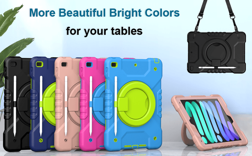 Case for iPad 9th/8th/7th Generation 10.2 inch, Heavy Duty Shockproof Cover with 360° Rotating Handle/Bracket/Pen Holder/Shoulder Strap, Kid Case for iPad 2021/2020/2019, Navy+Green