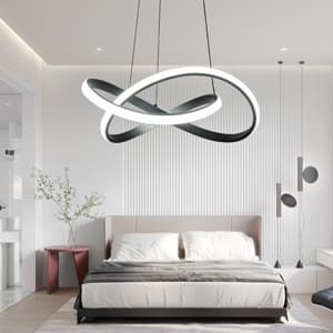 MAYNA Modern LED Pendant Light Fixture, Contemporary LED Chandelier with Irregular Ring Lights, Adjustable Modern Chandeliers for Dining Room Kitchen Entryway Living Room Bedroom, 6000K Daylight