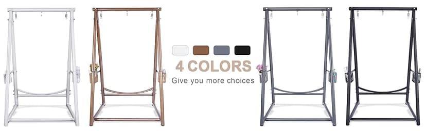 Reinforced Base & Triangular Structure Hammock Stand with 2 Storage Baskets, Swing Stand with 3 Hooks Fit for Most Hanging Chair for Oudoor&Indoor (Stand Only) (Coffee)