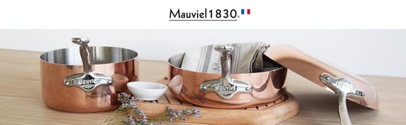 Mauviel M'Heritage 150 S 1.5mm Polished Copper & Stainless Steel 14-Piece Cookware Set With Cast Stainless Steel Handles And Curved Lid, Made In France