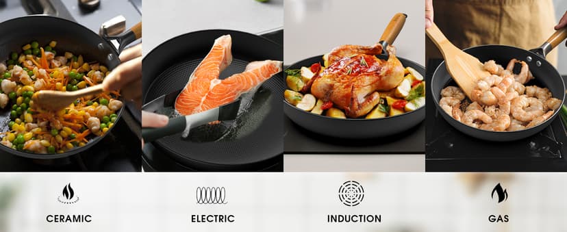 imarku Non Stick Frying Pans - 8 inch & 10 inch Frying Pan Nonstick Set, Honeycomb Lock Oil Cast Iron Skillets, Dishwasher Safe, Induction Compatible, Detachable Handle Pans, Best Gifts