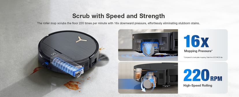 ECOVACS DEEBOT X9 PRO Omni Robot Vacuum and Mop, Blast™ 16,600Pa Suction, OZMO Roller Instant Self-Washing Mopping, ZeroTangle™ 3.0, Triple Lift System, AI Smart Navigation, Hands-Free Omni Station