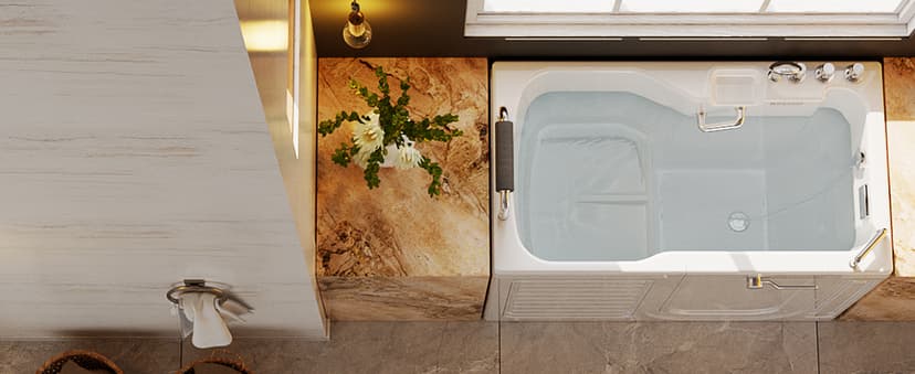Empava Walk-In Tub, Japanese Soaking Bath, Right Outward Door, Low Threshold, Slip-Resistant, Built-in Seat, Fast Drain, Handrails, Easy Access for Seniors & Mobility-Impaired,54"