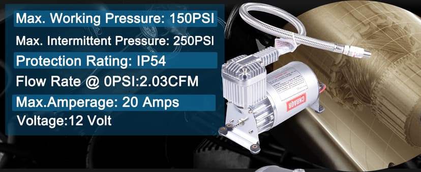 150 PSI Air Compressor with 1.6 Gallon Air Tank Aluminum Air Compressor Onboard System 12V 1/4NPT for Train Truck Trailer Train Auto Air Lift Suspension Heavy Duty Air Horn Compressor